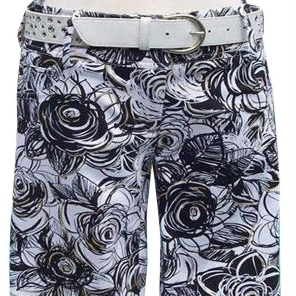 Cache Geometric Floral Black White Walking Bermuda Short New Stretch NWT $88 Sz2 - Picture 6 of 6